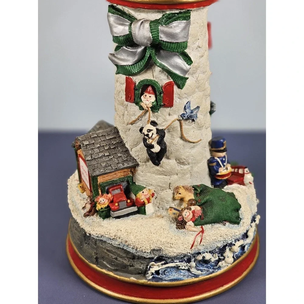 Danbury Mint Cheryl Collins Lighthouse Santa Elves Figurine w COA